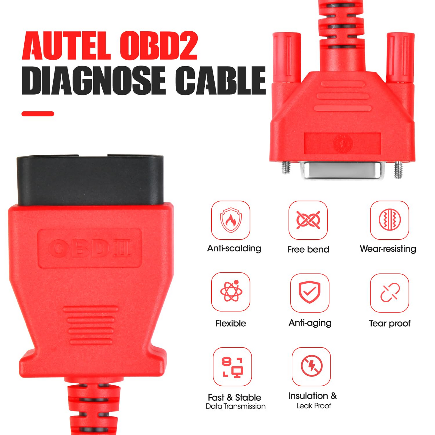 Autel Original Main Test Cable, 16 Pin OBD2 Diagnostic Test Cable