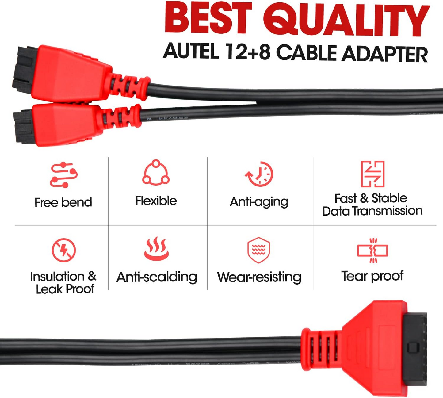 Autel Original OBD2 Adapter for Chrysler 12+8 Programming Cable Connector