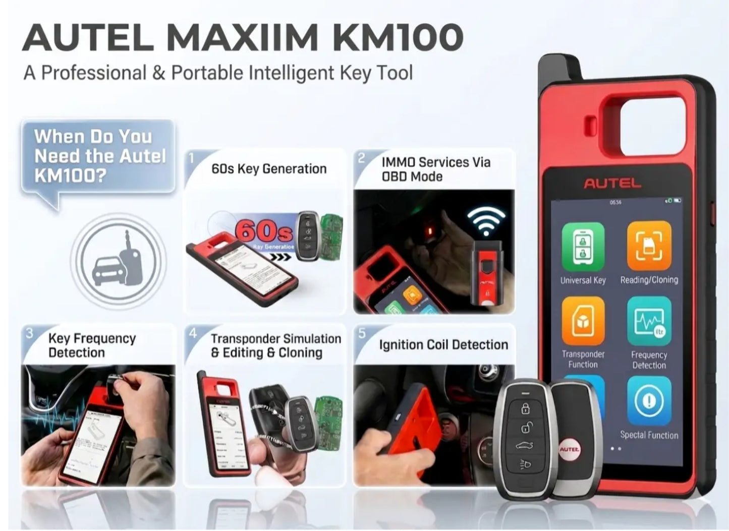 Autel KM100 Key Programming Tablet + 2 Programmable IKEYS