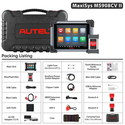 Autel Maxisys MS908CV II 2026 Heavy Duty Truck Scanner with J2534 ECU Programming, Diesel & Gasoline Scan Tool