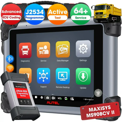 Autel Maxisys MS908CV II 2026 Heavy Duty Truck Scanner with J2534 ECU Programming, Diesel & Gasoline Scan Tool