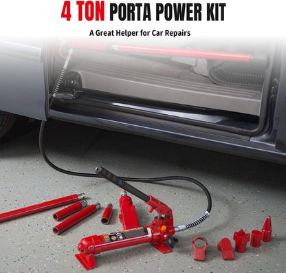 Big RED T70401S Torin Portable Hydraulic Ram: Auto Body Frame Repair Kit with Blow Mold Carrying Storage Case, 4 Ton (8,000 lb) Capacity