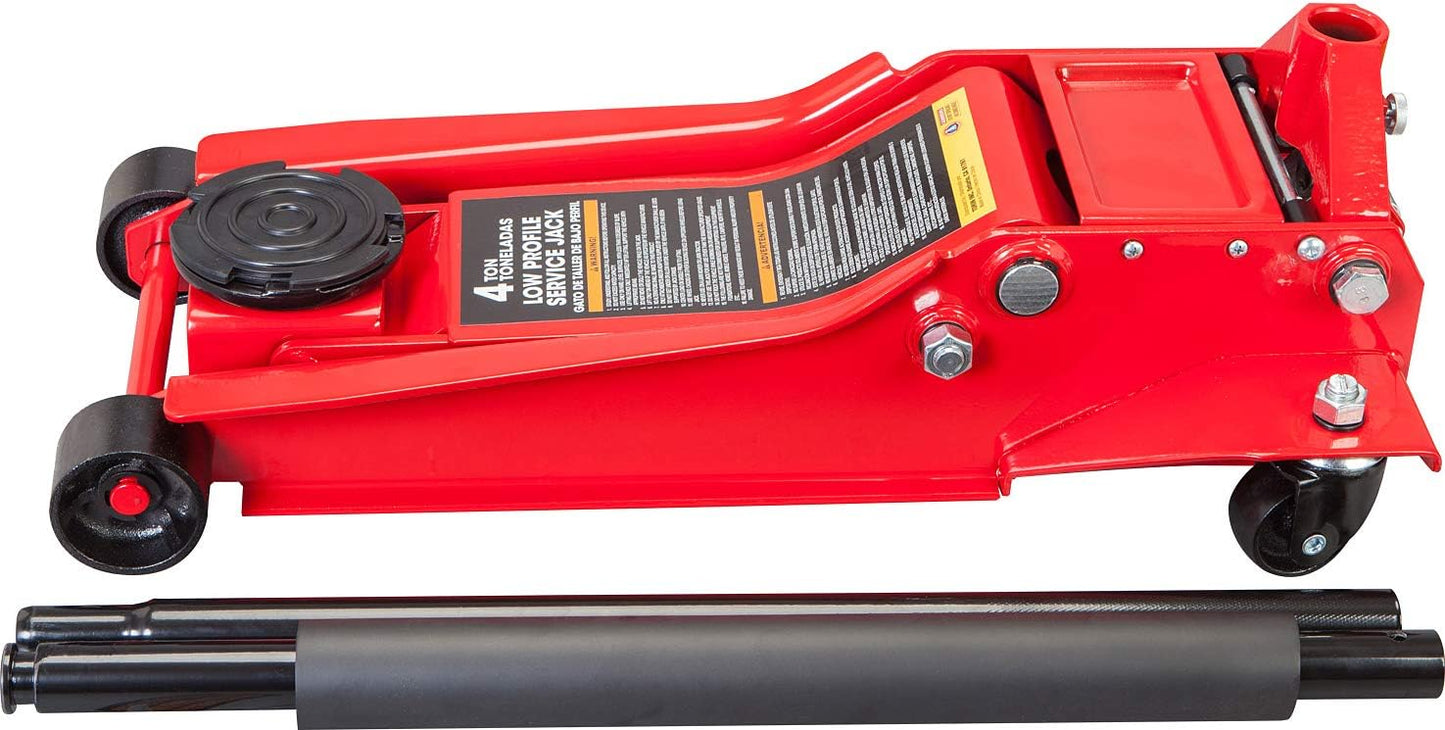 BIG RED T84007 Torin Hydraulic Low Profile Service/Floor Jack with Dual Piston Quick Lift Pump, 4 Ton (8,000 lb) Capacity, Red