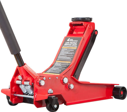 BIG RED T84007 Torin Hydraulic Low Profile Service/Floor Jack with Dual Piston Quick Lift Pump, 4 Ton (8,000 lb) Capacity, Red