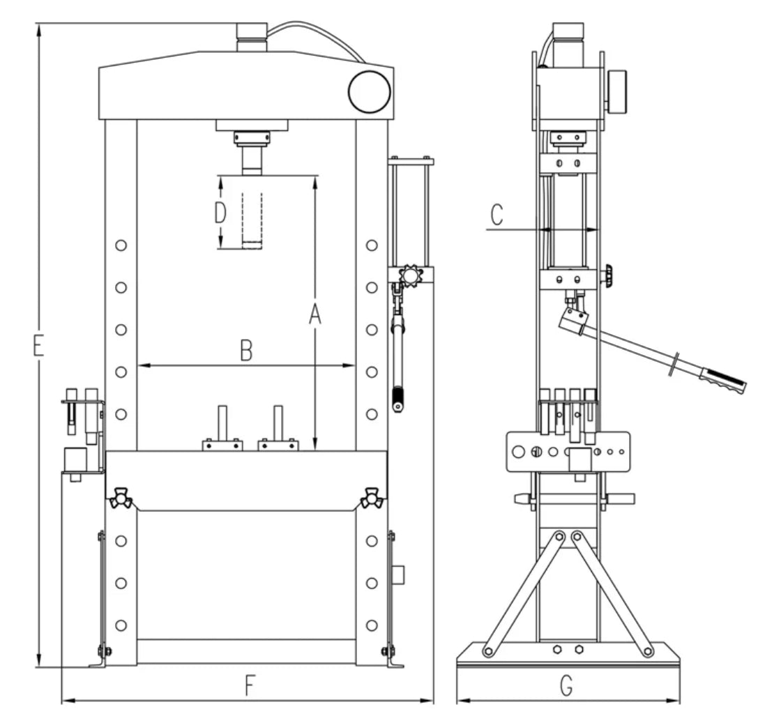 30 Ton Air Hydraulic Shop Press with Air Pump – Heavy Duty Auto Repair Press TY30021